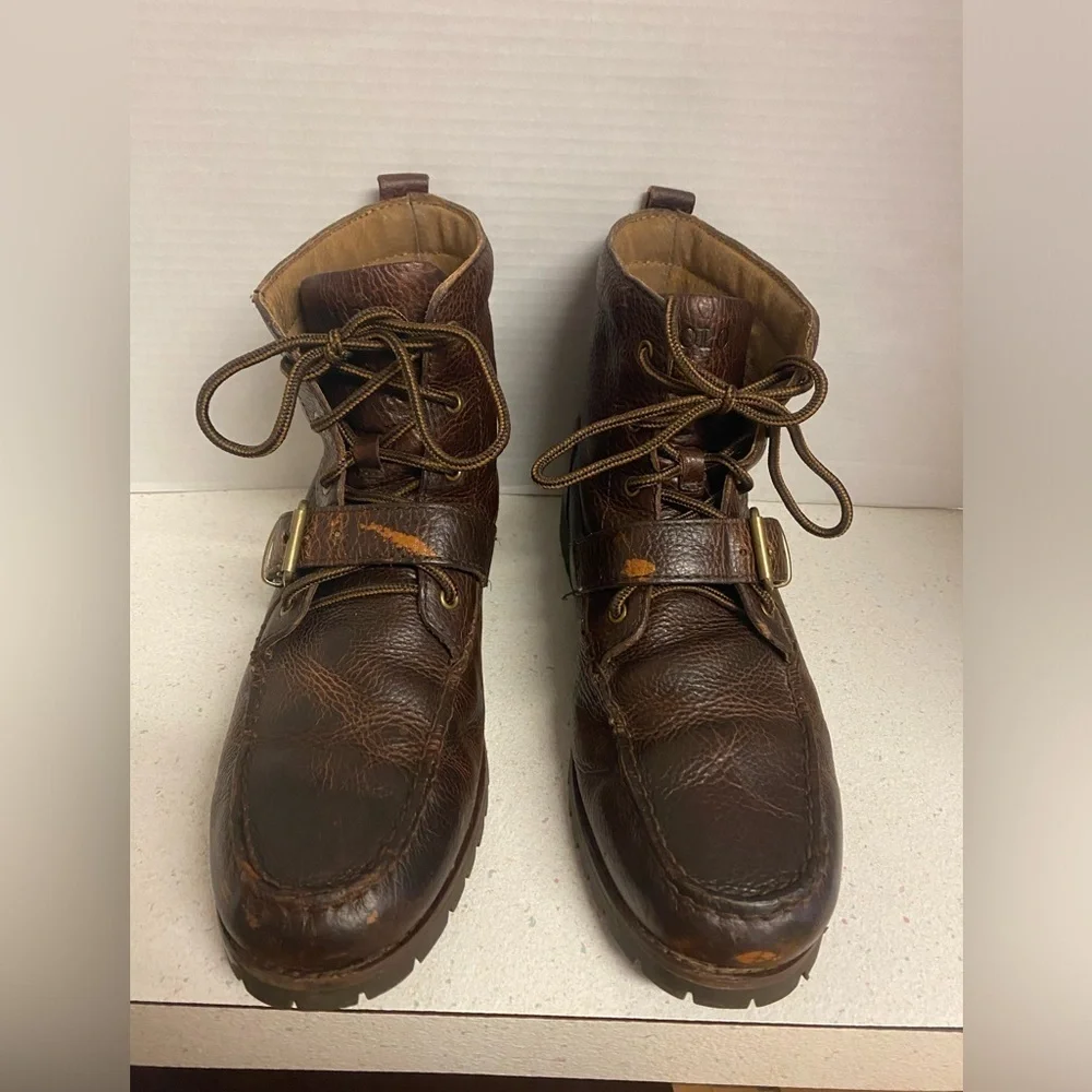 Ralph Lauren Redmond Dark Brown Leather Boots 9.5